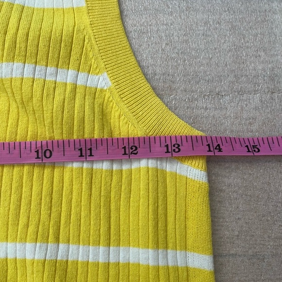 [M]Banana Republic Knit Stripe Sleeveless Dress Yellow White Side Slit - Picture 6 of 8